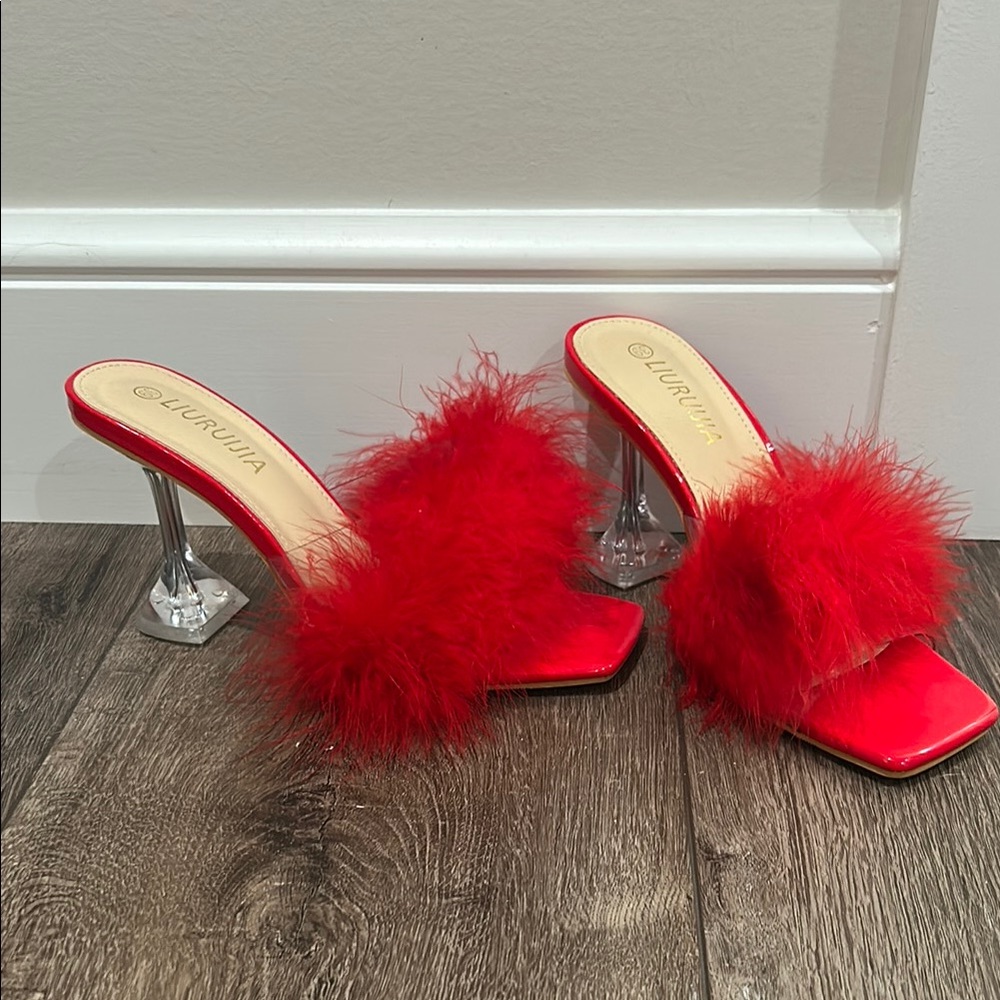 Fuzzy red heels